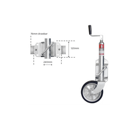 Trojan Jockey Wheel - 200x50 Solid Tyre Wheel - 220kg