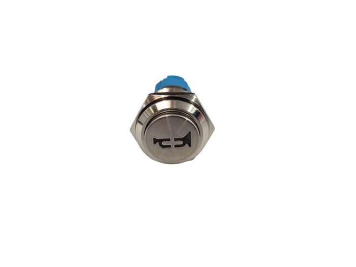 PUSH BUTTON SWITCH ( NO/NC MOM ) WITH HORN SYMBOL - BLUE LED