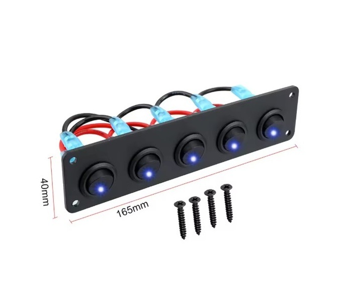 5 WAY SWITCH PANEL ( BLUE LED 12V ONLY )
