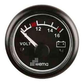 Gauge Voltmeter 8-16V 52MM Blk