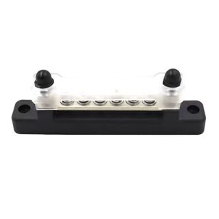 6-Way Bus Bar with 2 Feeder Studs and Cover (Negative)